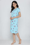 Zivame Farm Lore Knit Cotton Knee Length Nightdress - Gulf Stream — thumbnail 4